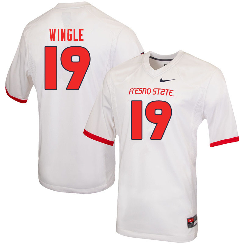 Men #19 Braden Wingle Fresno State Bulldogs College Football Jerseys Sale-White